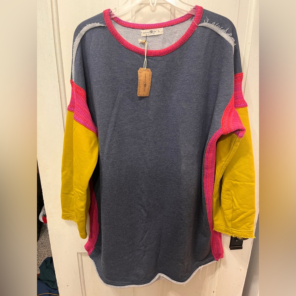 Natural Life Knit Trim Sweatshirt Dress